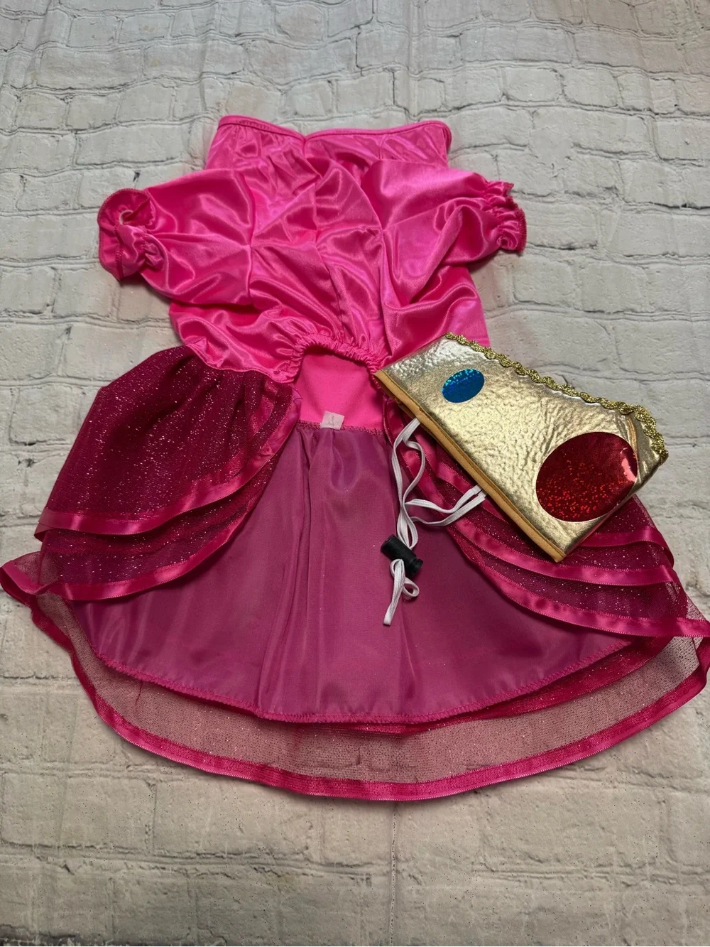 Pet Warrior Dog Custome princess dress hot pink. Halloween costume.